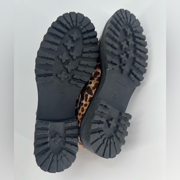 Reformation Abalonia Pony-hair Leopard Animal Print Chunky Mary Jane Loafers - Picture 8 of 8